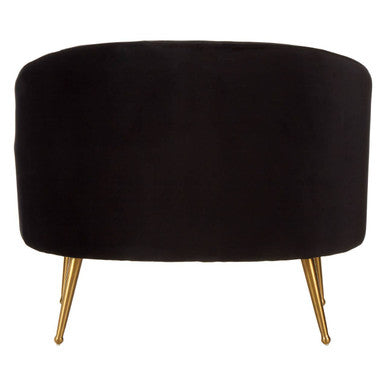 Hendricks Black Velvet Chair With Gold Finished Legs