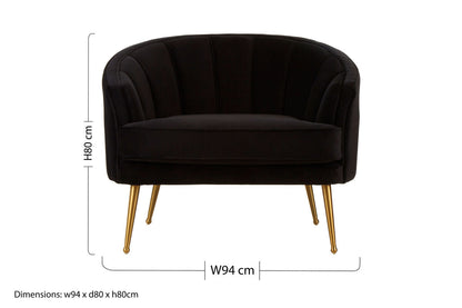 Hendricks Black Velvet Chair With Gold Finished Legs