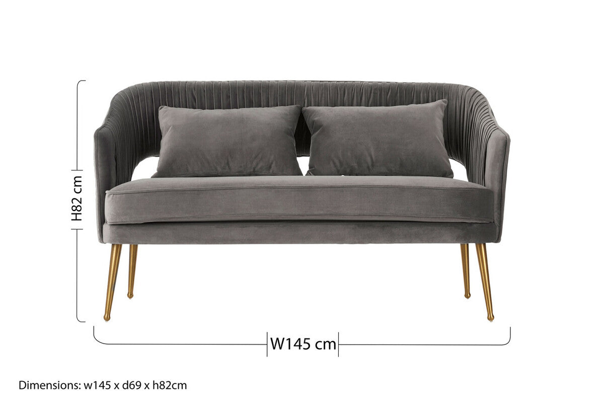 Hendricks Grey Velvet Two Seater Sofa