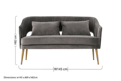 Hendricks Grey Velvet Two Seater Sofa