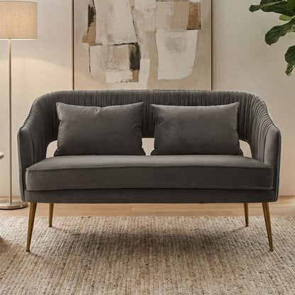 Hendricks Grey Velvet Two Seater Sofa