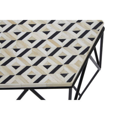 Harlo Ivory and Black Hexagon Side Table