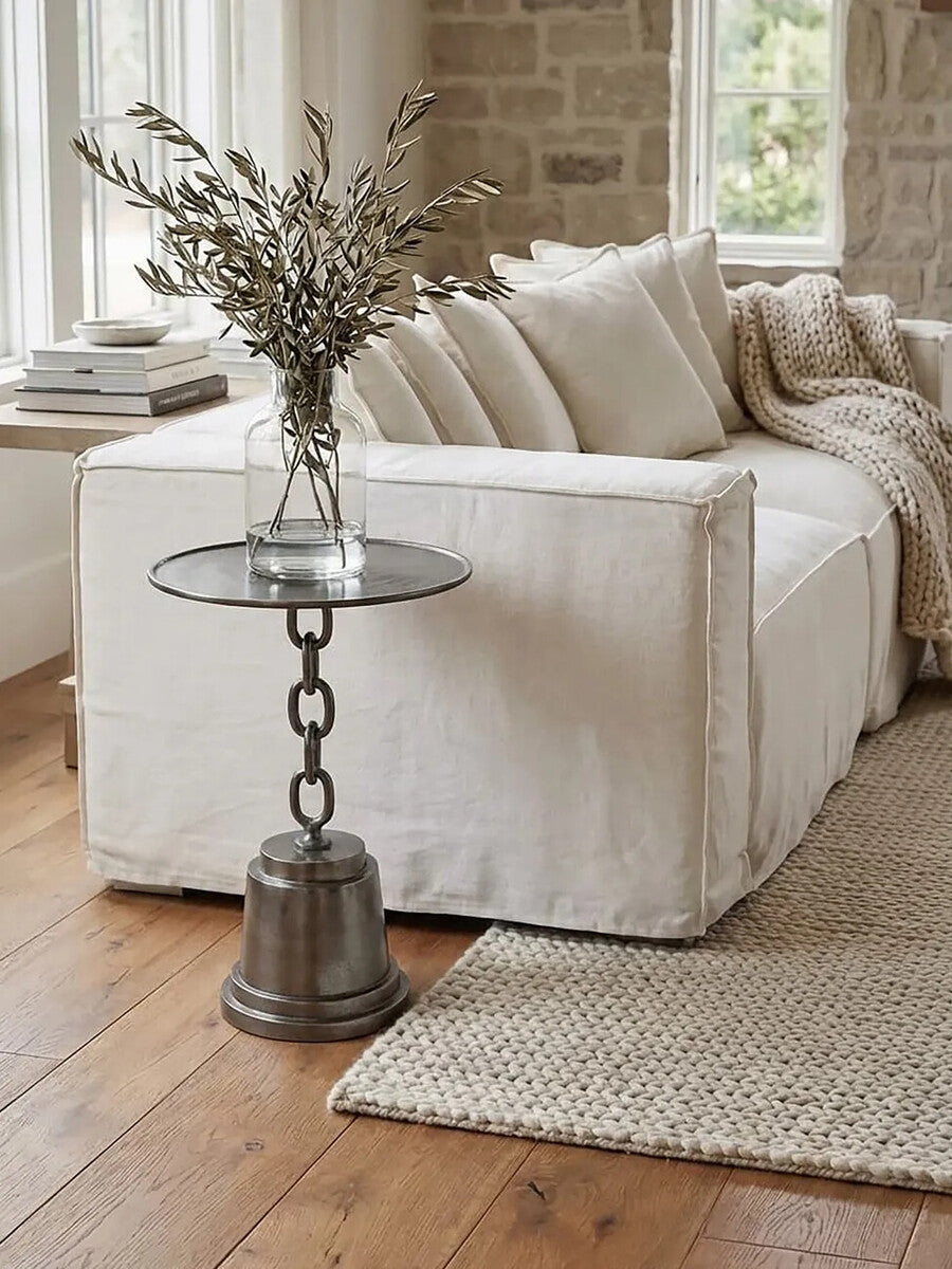 Black Nickle Finish Round Side Table | Zane