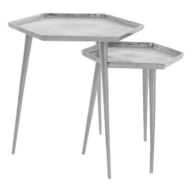 Halle Silver Set Of 2 Hexagonal Side Tables