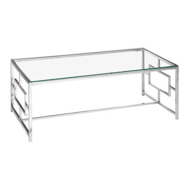 Allure Clear Glass Silver Base Coffee Table
