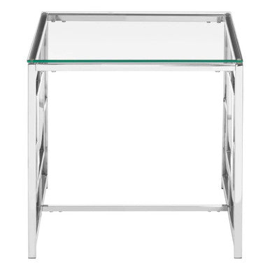 Allure Clear Glass And Silver Base End Table
