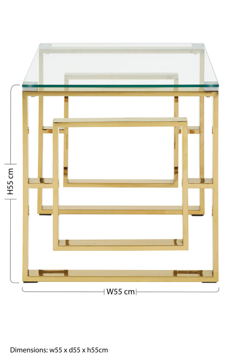 Allure Gold Finish Square Legs End Table