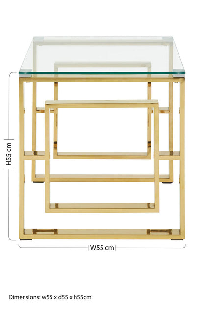 Allure Gold Finish Square Legs End Table