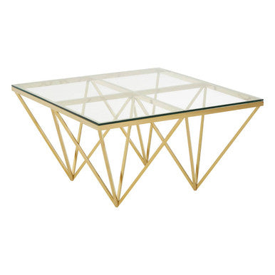Allure Gold Finish Prismatic Square Coffee Table