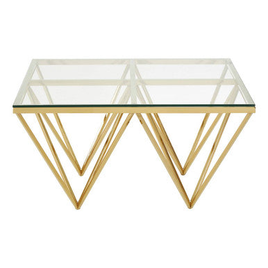Allure Gold Finish Prismatic Square Coffee Table