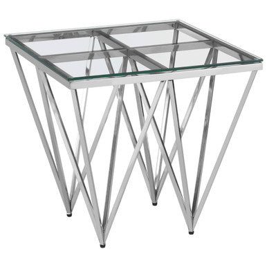 Allure Silver Finish Prismatic Legs End Table