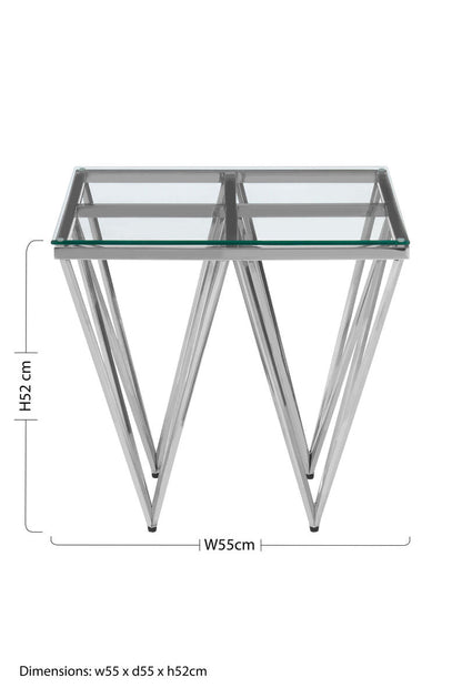 Allure Silver Finish Prismatic Legs End Table