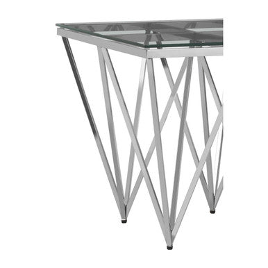 Allure Silver Finish Prismatic Legs End Table