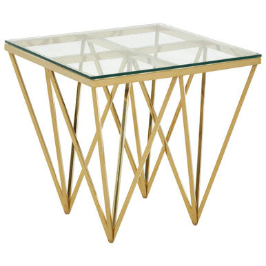 Allure Glass and Gold Finish Side Table