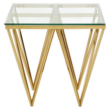 Allure Glass and Gold Finish Side Table