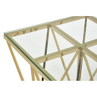 Allure Glass and Gold Finish Side Table