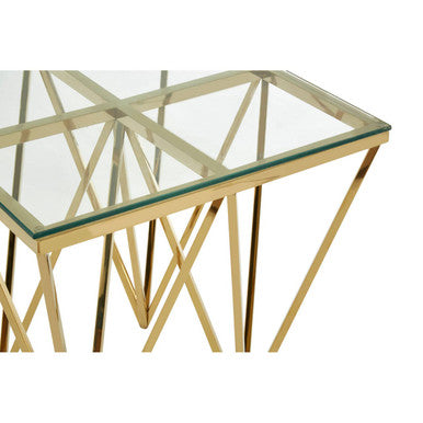 Allure Glass and Gold Finish Side Table