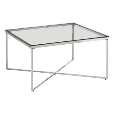 Allure Silver Finish Cross Base Coffee Table