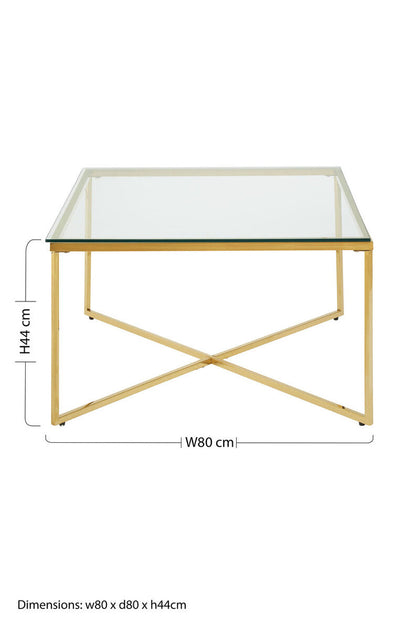 Allure Gold Finish Cross Base Coffee Table