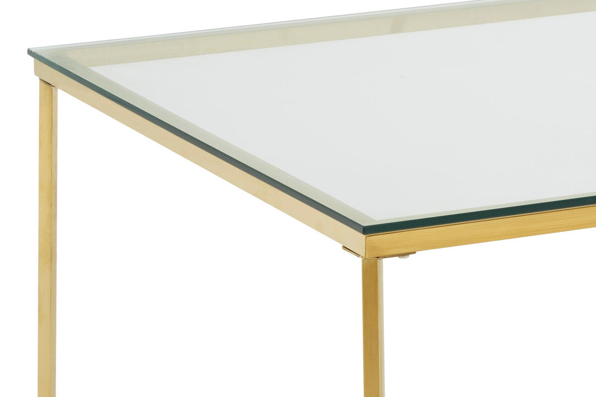 Allure Gold Finish Cross Base Coffee Table