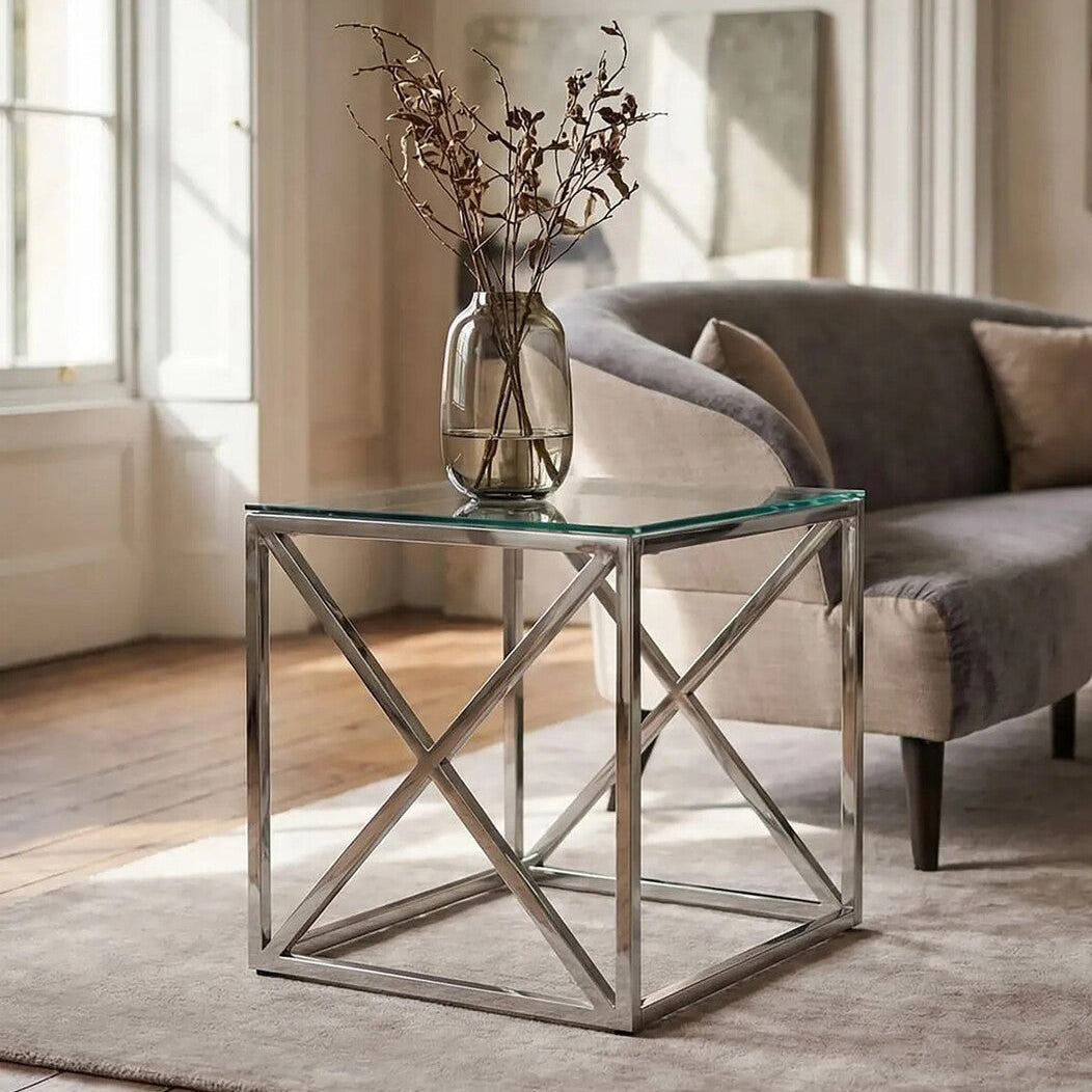 Allure End Table With Cross Base