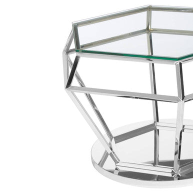 Allure Silver Finish Diamond Design End Table