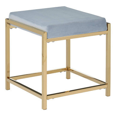 Allure Powder Blue Velvet Stool with Gold Stainless Steel Frame