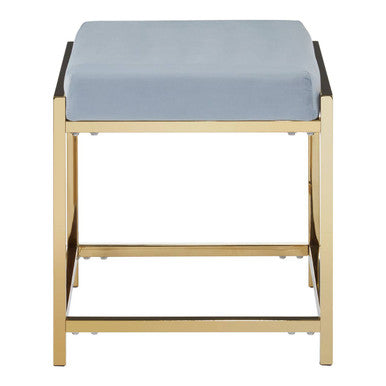 Allure Powder Blue Velvet Stool with Gold Stainless Steel Frame