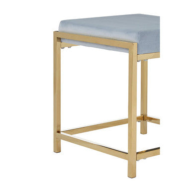 Allure Powder Blue Velvet Stool with Gold Stainless Steel Frame
