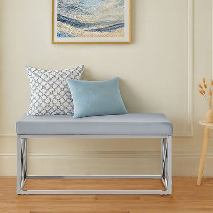Allure Light Blue Velvet Bench