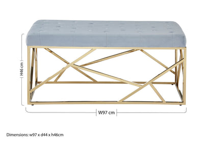 Allure Gold And Powder Blue Velvet Bench