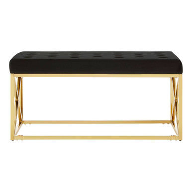 Allure Black Velvet Bench with Gold Finish Frame