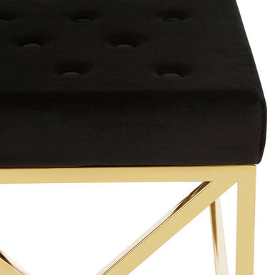 Allure Black Velvet Bench with Gold Finish Frame