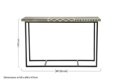 Boho Mango Wood with Bone Inlay Console Table