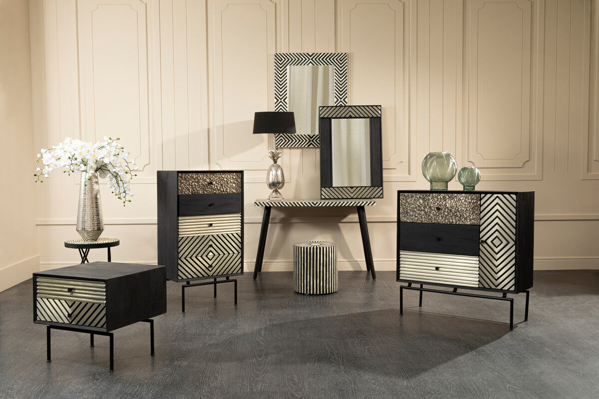 Boho Patterned 5 Drawer Tall Cabinet