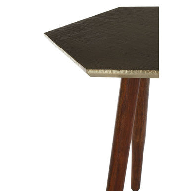 Boho Hexagonal Wooden Side Table