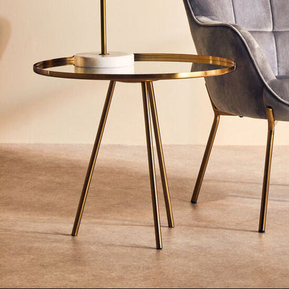 Corra Gold Finish Mirrored Top Side Table