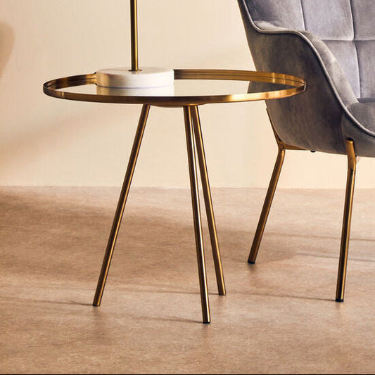 Corra Gold Finish Mirrored Top Side Table
