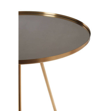 Corra Gold Finish Mirrored Top Side Table