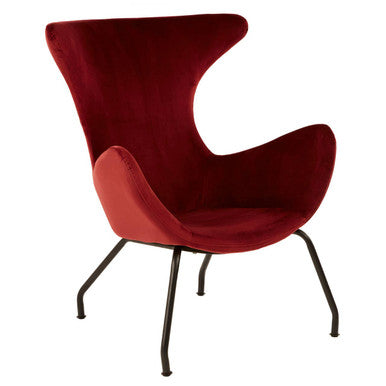 Kolding Red Fabric Modern Wingback Chair