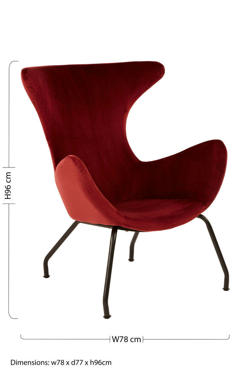 Kolding Red Fabric Modern Wingback Chair