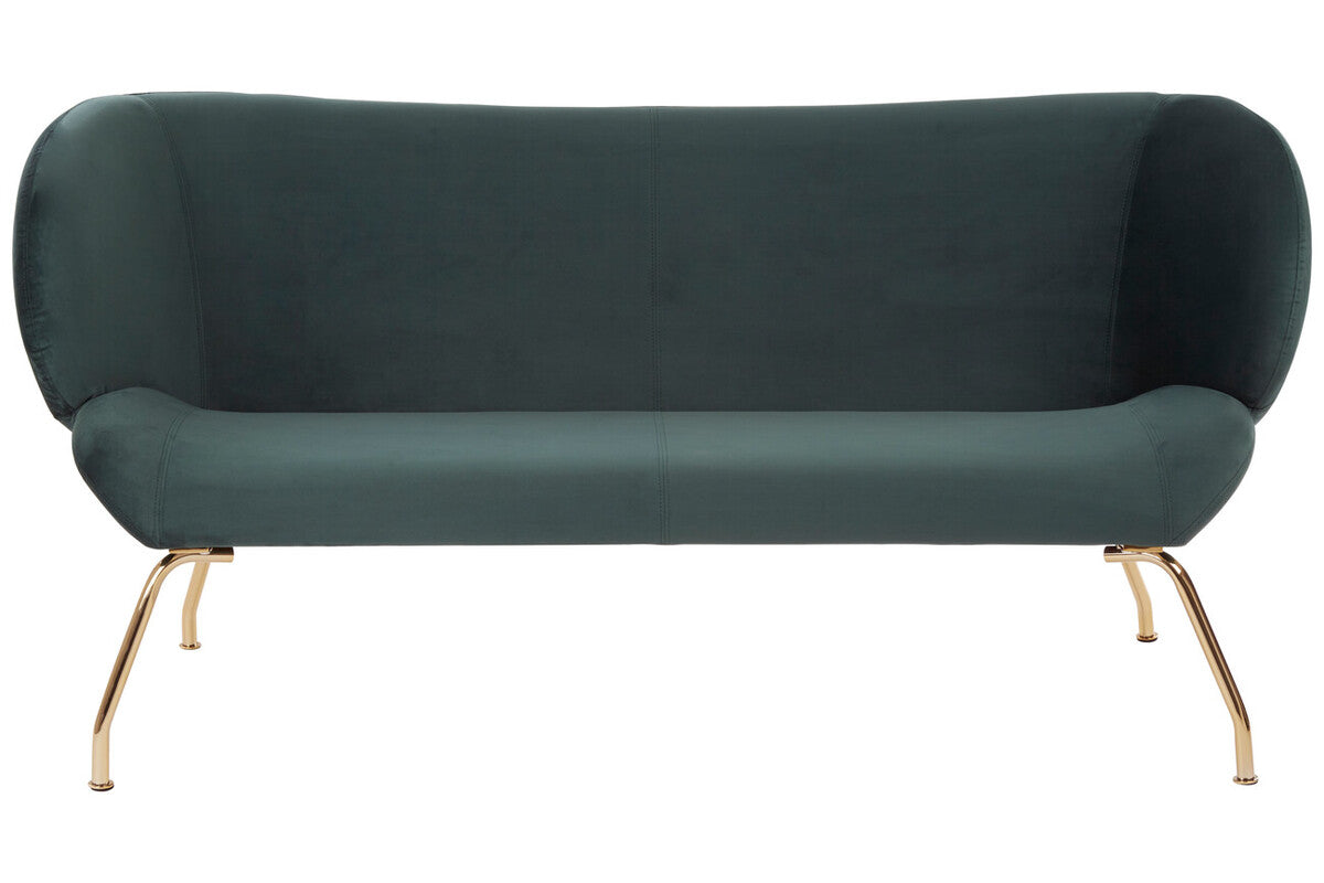 2 Seater Green Sofa with Curved Backrest | Kolding