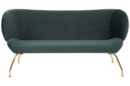 2 Seater Green Sofa with Curved Backrest | Kolding