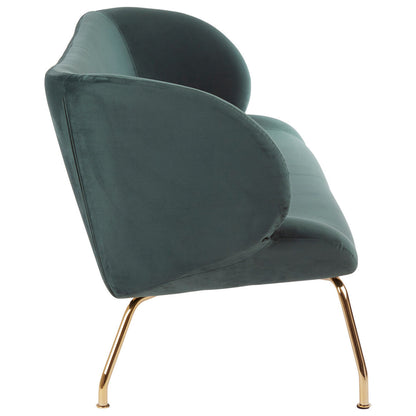 2 Seater Green Sofa with Curved Backrest | Kolding