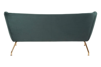 2 Seater Green Sofa with Curved Backrest | Kolding