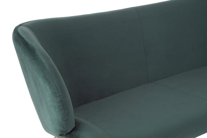 2 Seater Green Sofa with Curved Backrest | Kolding