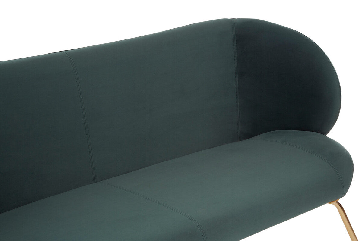 2 Seater Green Sofa with Curved Backrest | Kolding