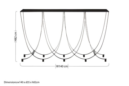 Trento Console Table With Black Glass Top