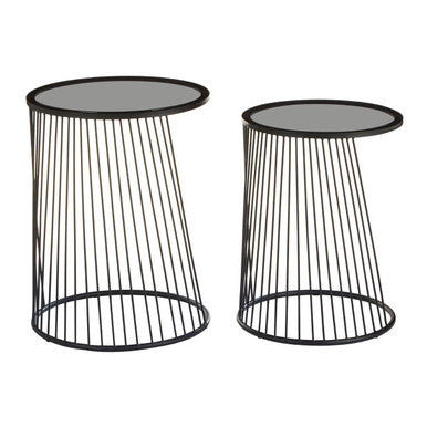Trento Set of 2 Glass Top Side Tables