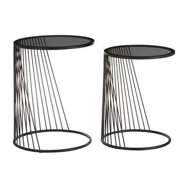 Trento Set of 2 Glass Top Side Tables